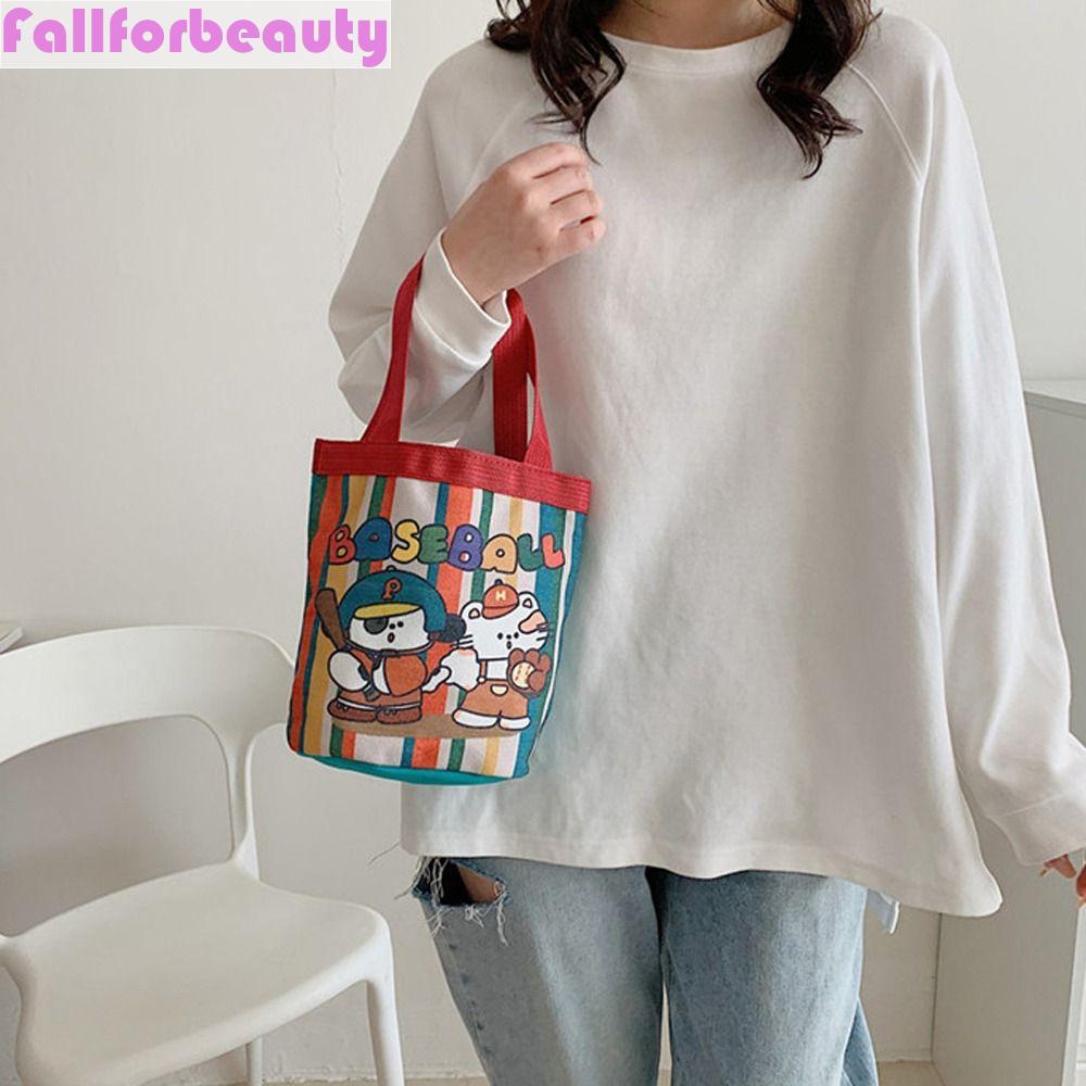 Fallforbeauty Túi Đựng Đồ Ăn Trưa Bằng Vải Canvas Họa Tiết Hoạt Hình Dễ Thương