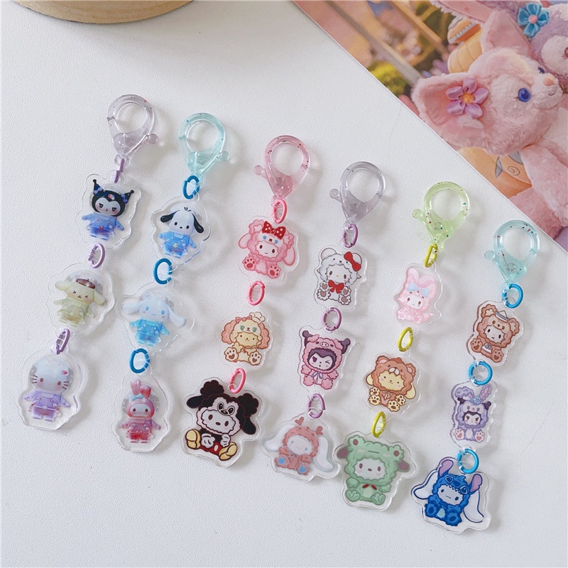 SANRIO Móc Khóa Dây Xích Acrylic Hình Kuromi StellaLou Disney Dễ Thương