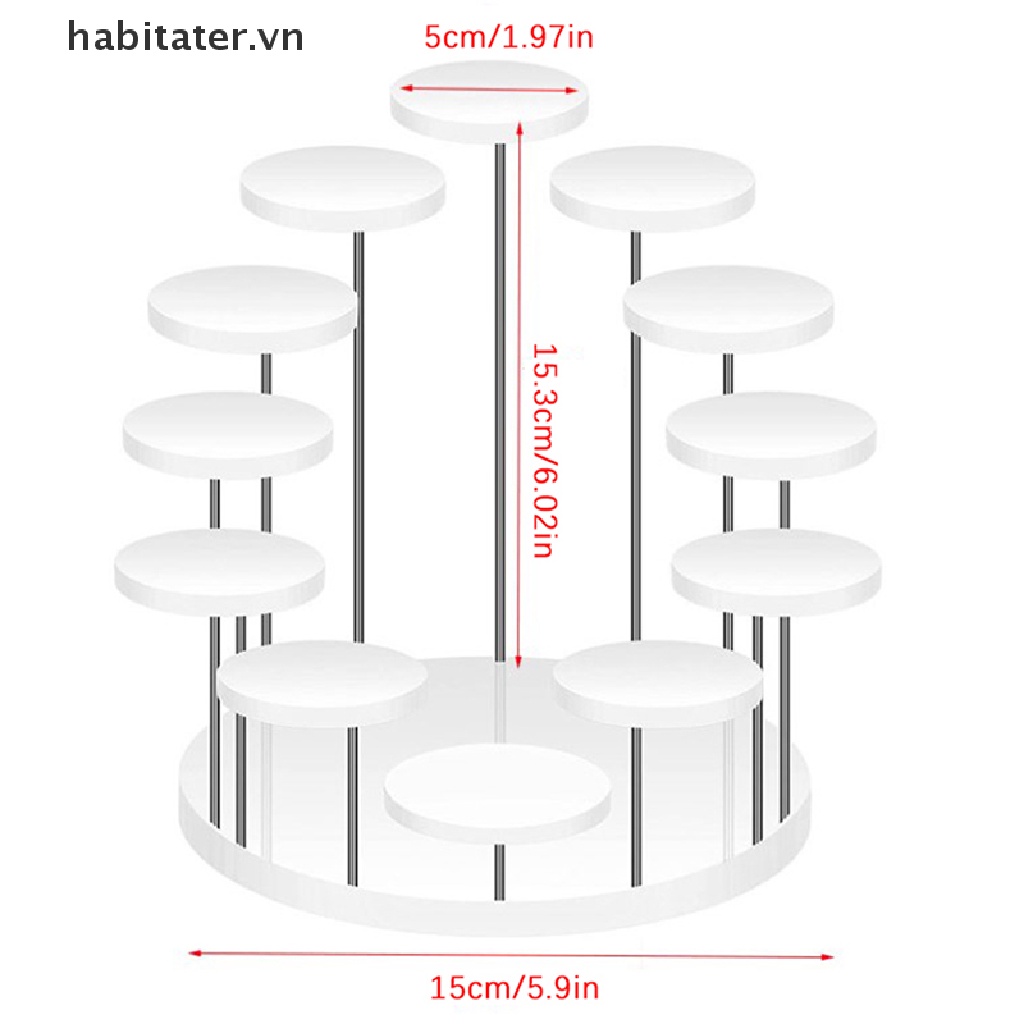 Kệ Trưng Bày Bánh Cupcake Nhiều Tầng Hình Tròn Bằng Acrylic