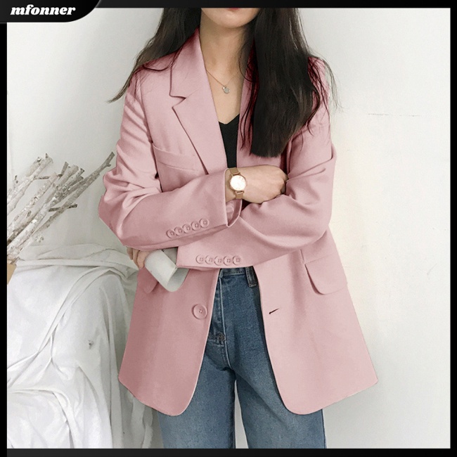 Áo Khoác Tay Dài Dáng Rộng Màu Sắc Thời Trang Cho Nữ