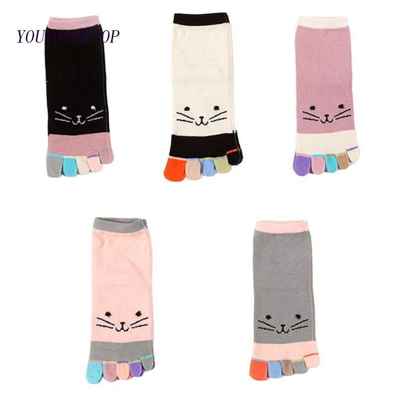 Đôi Tất Cotton Xỏ Ngón Hình Mèo Hoạt Hình Đáng Yêu Cho Nữ
