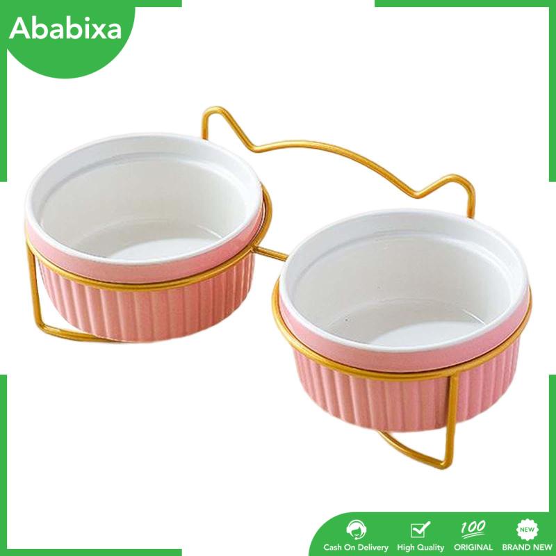 Bộ Tô Đựng Thức Ăn / Nước Uống Cỡ Nhỏ Kèm Giá Đỡ Bằng Kim Loại Tiện Dụng Cho Thú Cưng