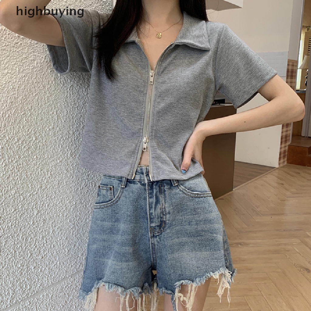 Áo Croptop Ngắn Tay Màu Sắc Thời Trang Mùa Hè Cho Nữ