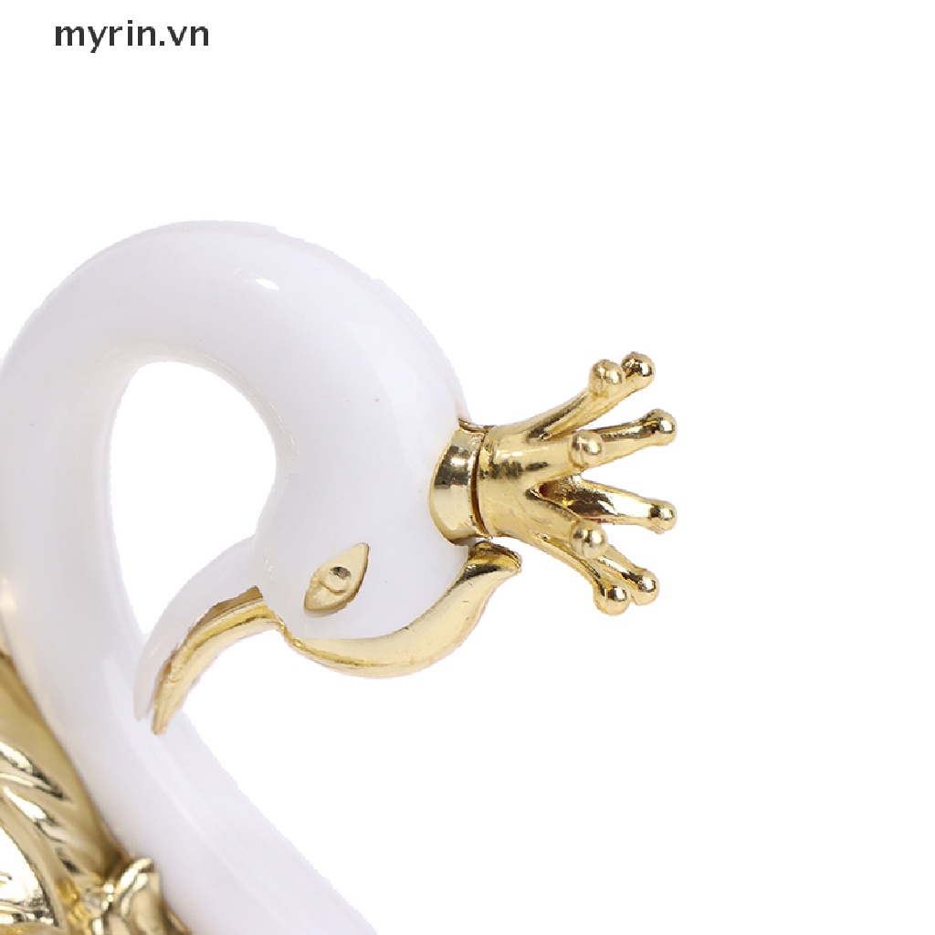 Set 2 Que Cắm Trang Trí Bánh Kem Hình Thiên Nga Đội Vương Miện Lãng Mạn