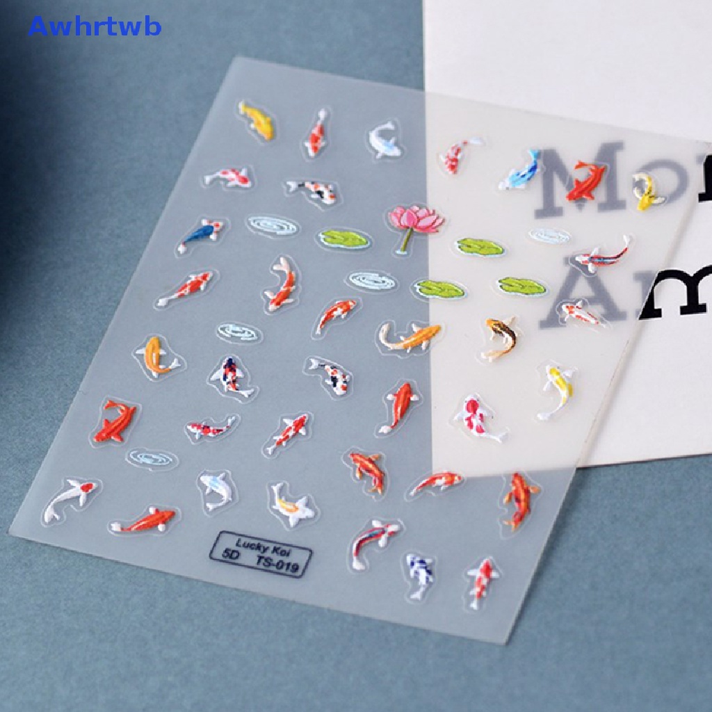 Miếng Dán Trang Trí Móng Tay Mềm Mại Họa Tiết Cá Sen 5D Nhiều Màu DIY