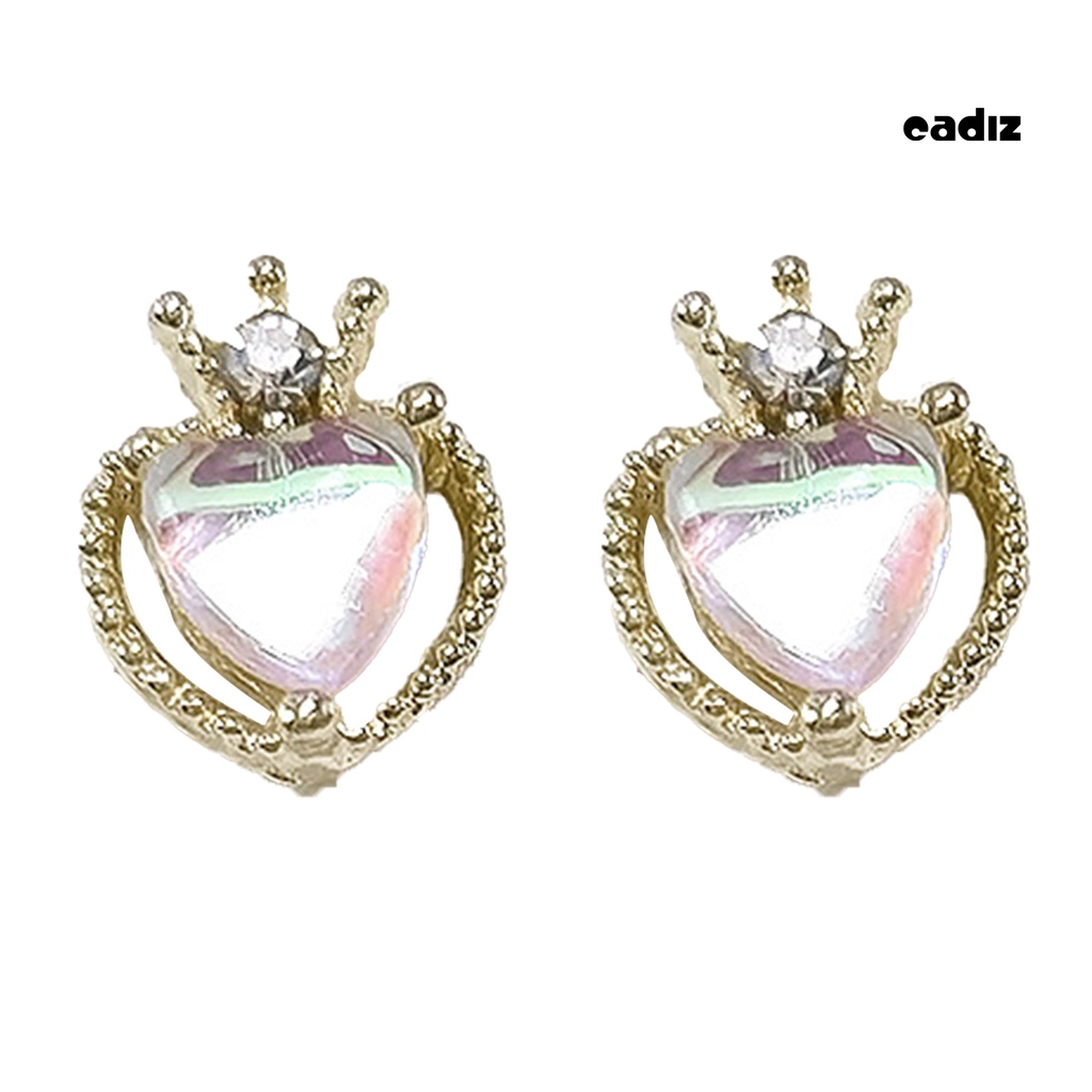 Bộ 2 Đá Mocha Trái Tim Rỗng 3D Lấp Lánh Trang Trí Móng Tay Nghệ Thuật DIY