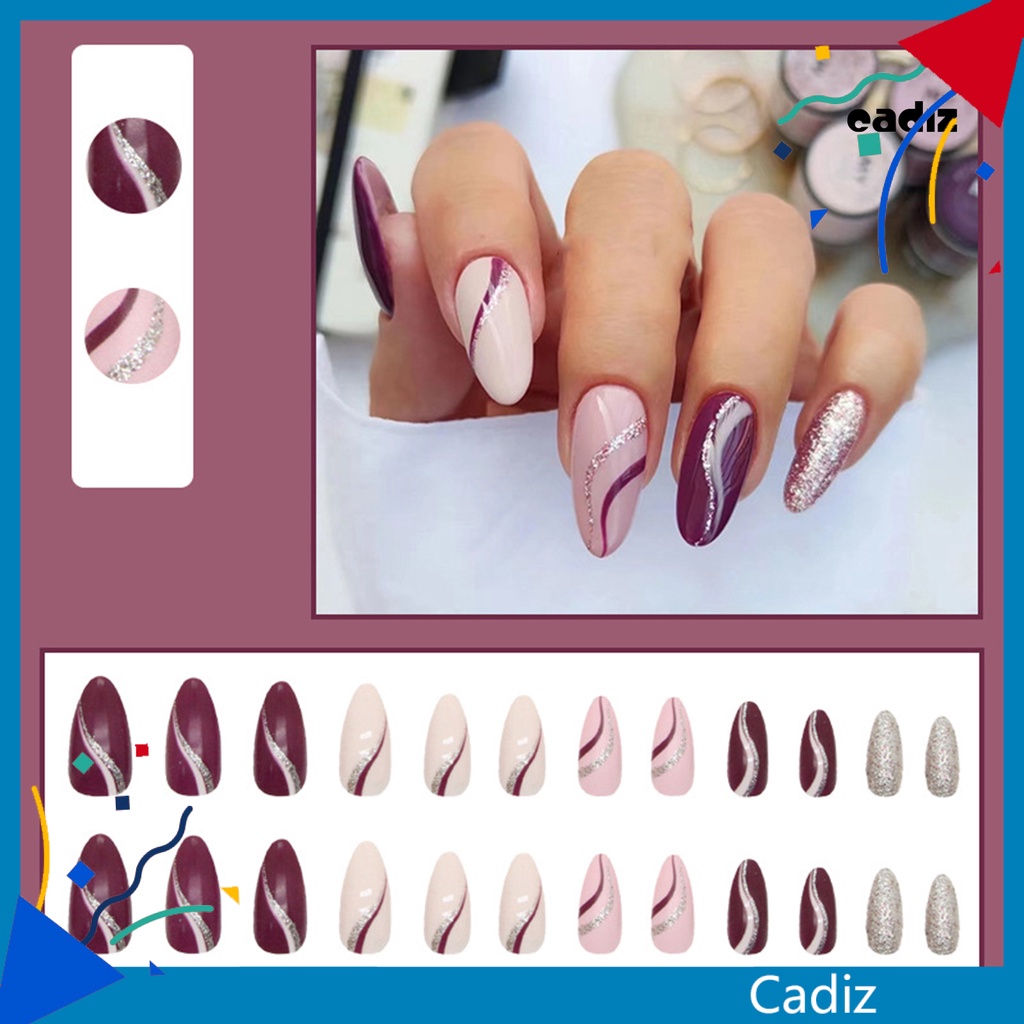 1 Bộ Móng Tay Giả Che Phủ Toàn Diện Không Phai Màu Kèm Keo Dán DIY