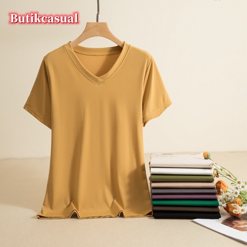 Áo Thun cotton Tay Ngắn Cổ Tròn Dáng Rộng Thời Trang Mùa Hè 2023 Cho Nữ