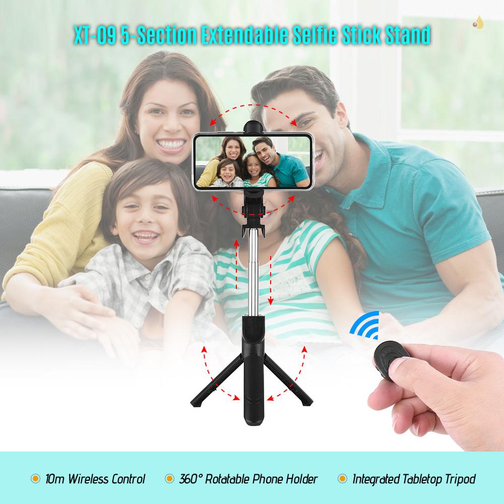 Gậy Tự Sướng Kéo Dài 5 Phần Gắn Giá Đỡ Ba Chân Điều Khiển Không Dây 10m Cho Samsung Huawei Xiaomi