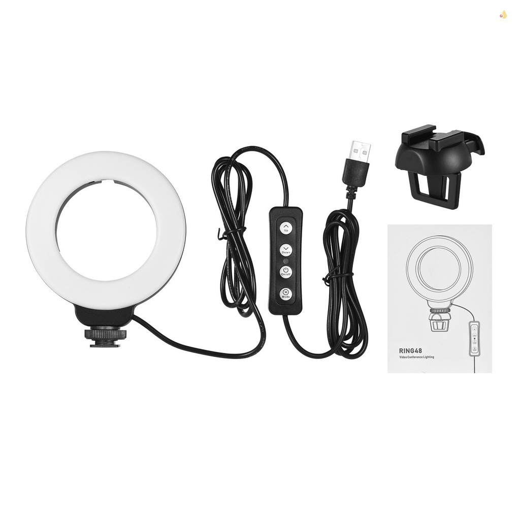 Vòng Đèn LED Mini 4 Inch 3 Chế Độ Ánh Sáng 3200K-6500K Có Thể Điều Chỉnh Độ Sáng Cho Laptop