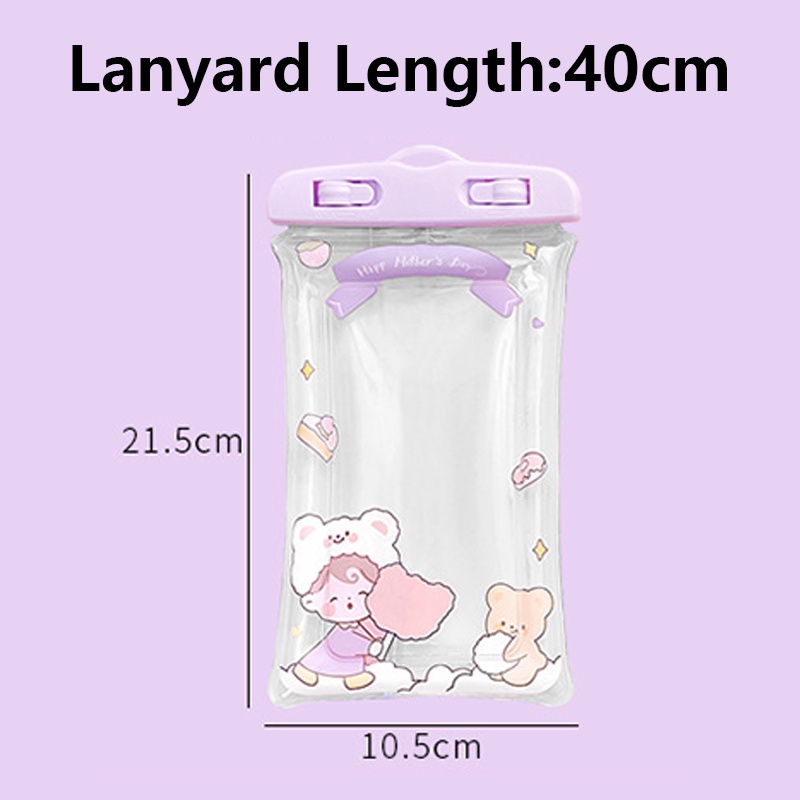 Túi Khí Nổi Đựng Điện Thoại Chống Nước In Hình Hoạt Hình Dễ Thương Có Thể Chạm Màn Hình Cảm Ứng