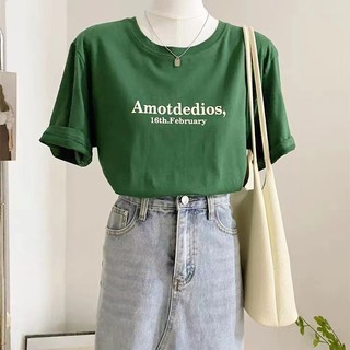 Áo thun FASHMILY 100% cotton tay ngắn cổ tròn dáng rộng in họa tiết hoạt hình phong cách Hàn Quốc cho nữ size 4XL