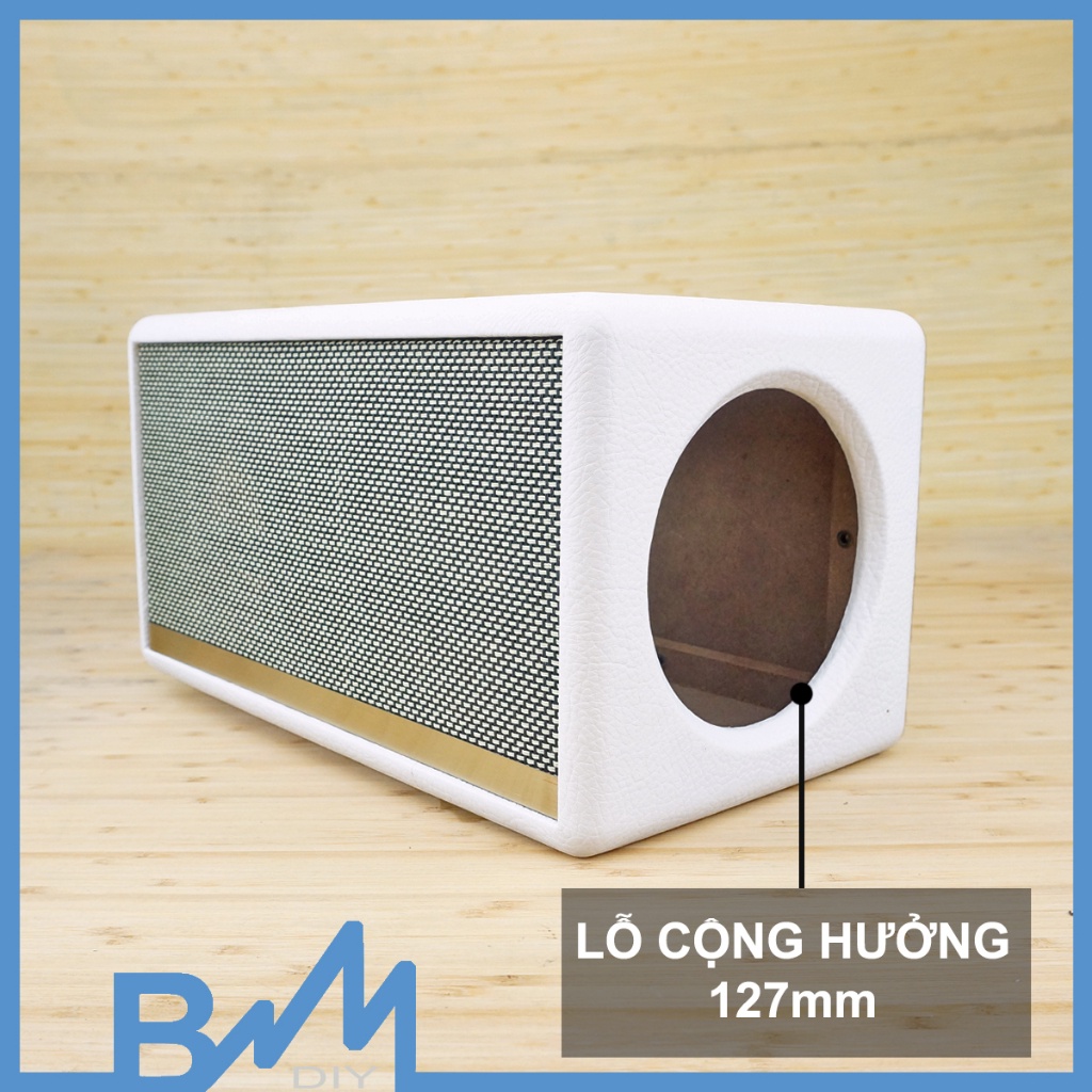 Box loa bọc da hoàn thiện 350x190x200mm dáng Stanmore ghép loa 4inch cộng hưởng