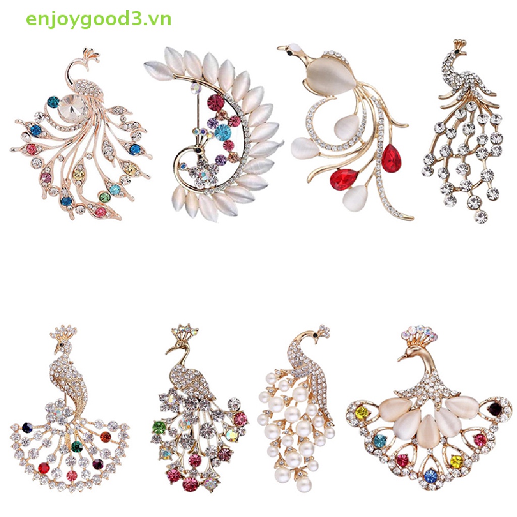 Ghim Cài Áo Hình Chim Công Đính Đá Pha Lê Dễ Thương # Trâm Cài Áo Đính Đá Sang Trọng #