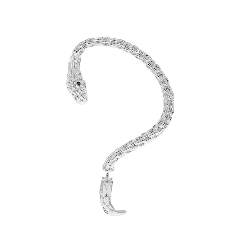 1 Bông Tai Mạ Vàng Hình Rắn Đính Đá Zircon Phong Cách Punk Cổ Điển Thời Trang Dành Cho Nữ