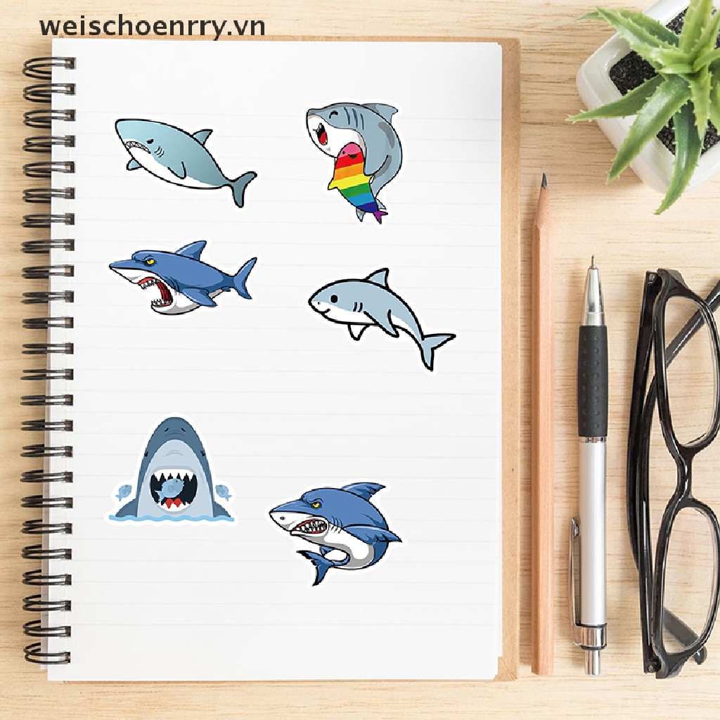 50 Sticker Hình Cá Mập Trang Trí Đàn Ghita Tiện Dụng