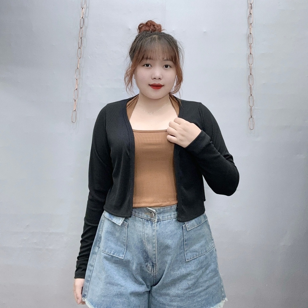 Áo khoác cardigan bigsize nữ thun gân cao cấp, Áo khoác ngoài dnags lửng Chuppy 58-95kg BIGSIZE CÔ NHỎ G116 | BigBuy360 - bigbuy360.vn