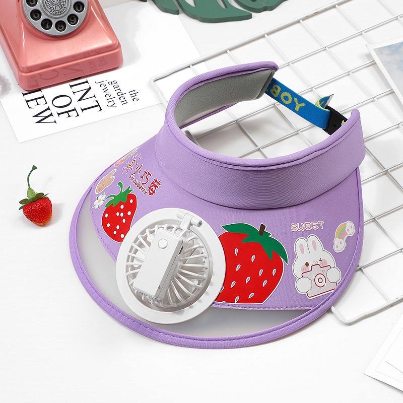 Mũ Chống Nắng Mùa Hè Phiên Bản Hàn Quốc Chống Tia Cực Tím Họa Tiết Hoạt Hình Có Cổng Sạc USB