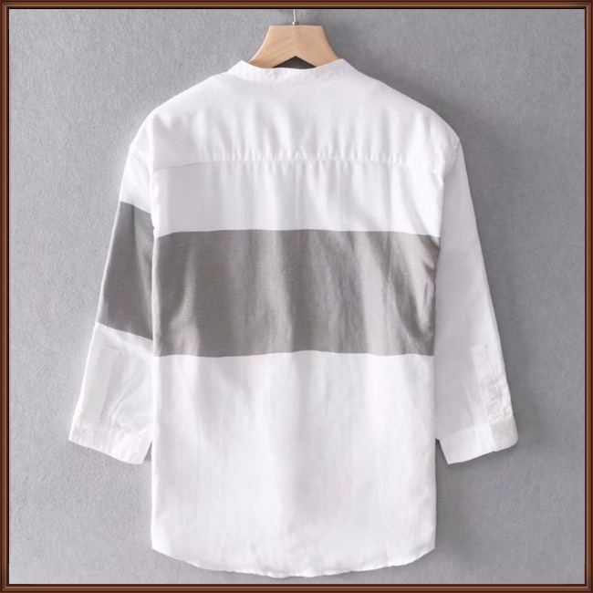 Áo Sơ Mi Cotton Lanh Tay Lửng Dáng Rộng Thời Trang Mùa Hè Cho Nam