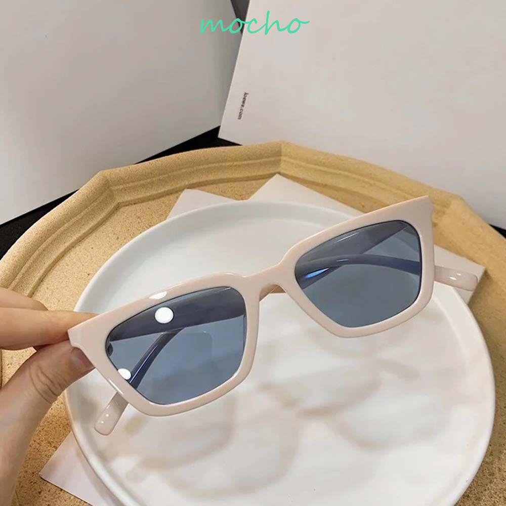 Kính Mát Gọng Vuông Chống Tia UV Màu Trắng Đen Phong Cách Âu Mỹ Thời Trang Cho Nữ