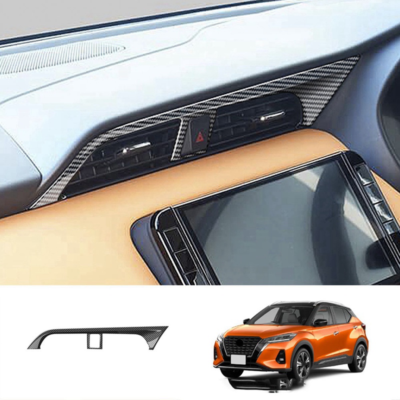 1 Khung Ốp Bảng Điều Khiển Lỗ Thông Gió Xe Hơi Bằng Sợi Carbon Cho Nissan KISKS Epower 2021-2023