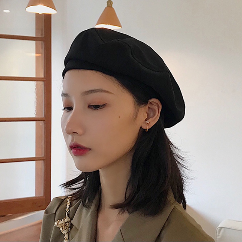 Mũ Beret Vải Cotton Mỏng Thoáng Khí Màu Trơn Dễ Thương Dành Cho Nữ