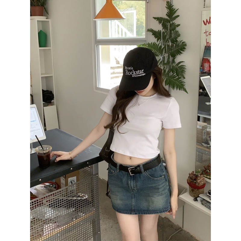 Áo Thun Mỏng Màu Trơn Hở Rốn Thời Trang Mùa Hè