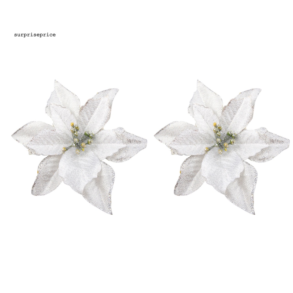 Bộ 2 Bông Hoa Nhựa Nhân Tạo Trang Trí Tiệc Cưới / Giáng Sinh