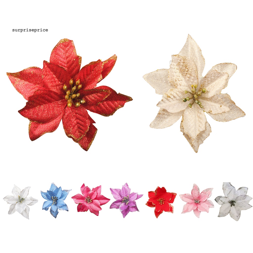 Bộ 2 Bông Hoa Nhựa Nhân Tạo Trang Trí Tiệc Cưới / Giáng Sinh