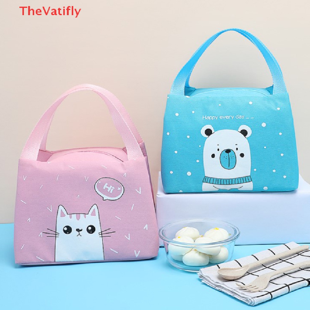 [Thevalifly] Túi Đựng Hộp Cơm Trưa Cách Nhiệt Họa Tiết Hoạt Hình Dễ Thương Dành Cho Phụ Nữ Và Trẻ Em