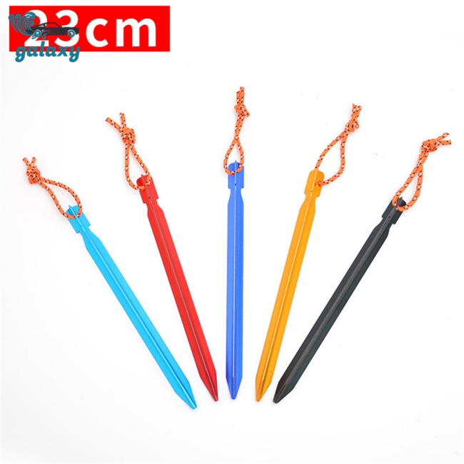 Cọc Giăng Lều Hình Chữ V Ba Mặt Bằng Hợp Kim Nhôm Siêu Nhẹ 23cm (Có Dây Buộc)