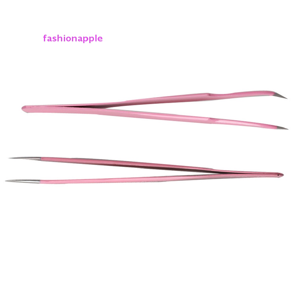 Set 2 Nhíp Uốn Cong + Thẳng Bằng Thép Không Gỉ Làm Móng Nghệ Thuật