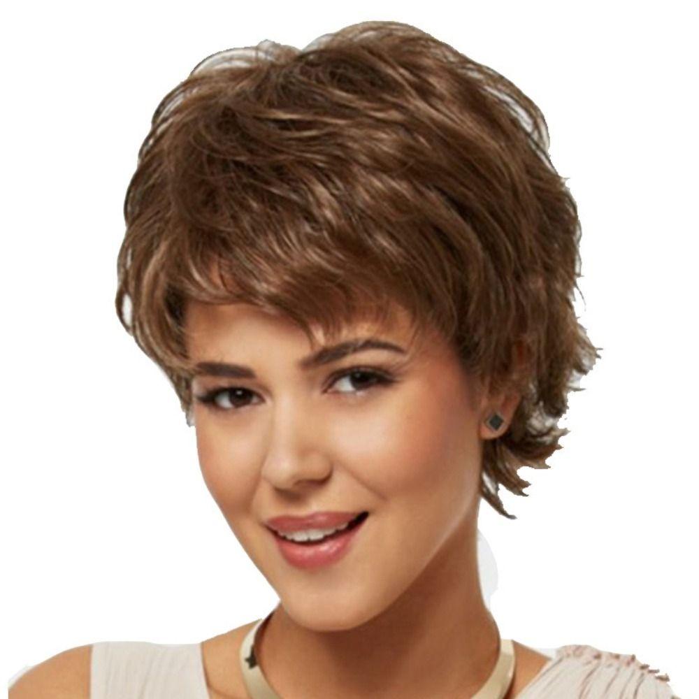 EPOCH Tóc Giả Ngắn Màu Nâu Mềm Mại Thời Trang Chất Lượng Cao Cho Nữ