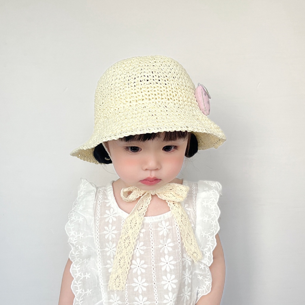 Nón Vành Mềm Chống Nắng Họa Tiết Dâu Tây Dễ Thương Cho Bé Gái
