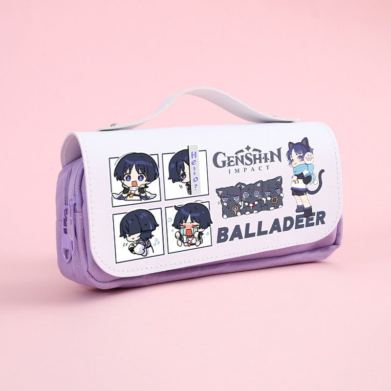 Genshin Impact Peripheral Pencil Bag Scaramouche/Wanderer Student Primary Girls Boys Stationery Box Pencil Bag Storage Large Capacity
