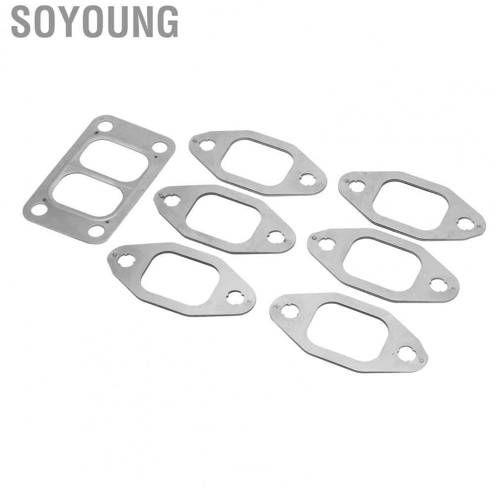 Soyoung Exhaust Manifold Tube Gasket  Set Strong Sealing Thermal Conduction Metal Alloy for Car