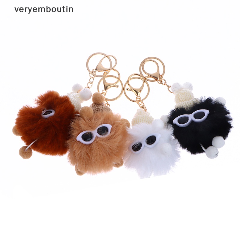 Móc Khóa Hình Thỏ Phối Banh Lông Dễ Thương Dành Cho Nữ