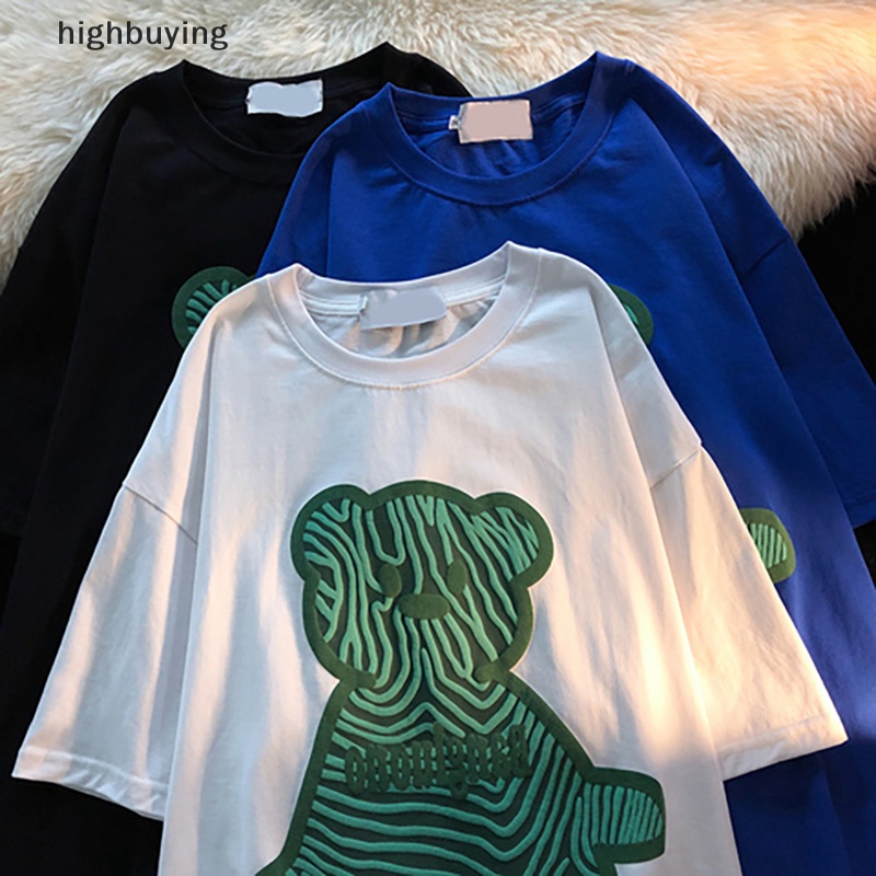 Áo Thun Tay Ngắn Cổ Tròn In Hình Gấu Phong Cách Retro Cho Nữ