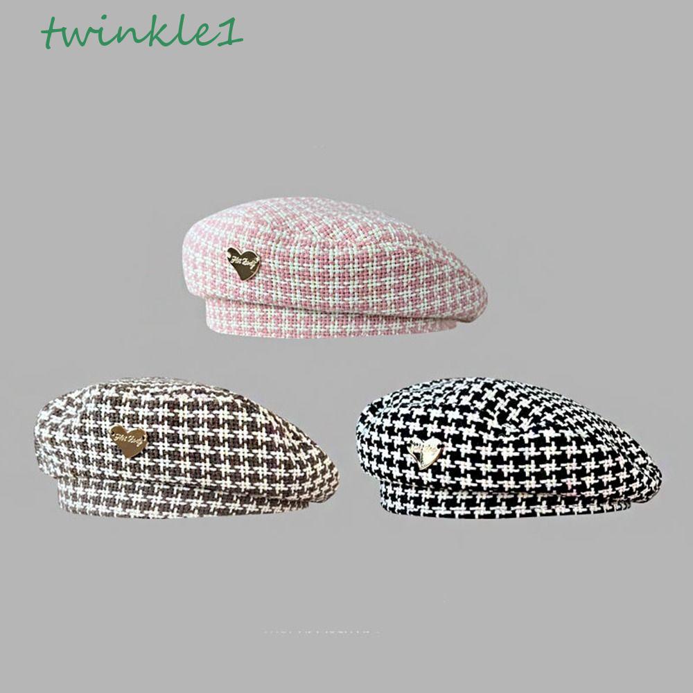 Nón Beret Cotton Họa Tiết Trái Tim Đơn Giản Ngọt Ngào Phong Cách Anh Quốc Cho Nữ