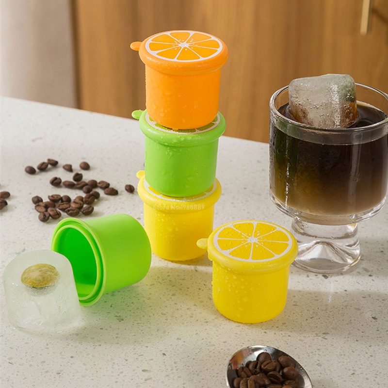 Khuôn Silicone Làm Đá Hình Tròn Có Nắp Đậy Tiện Lợi