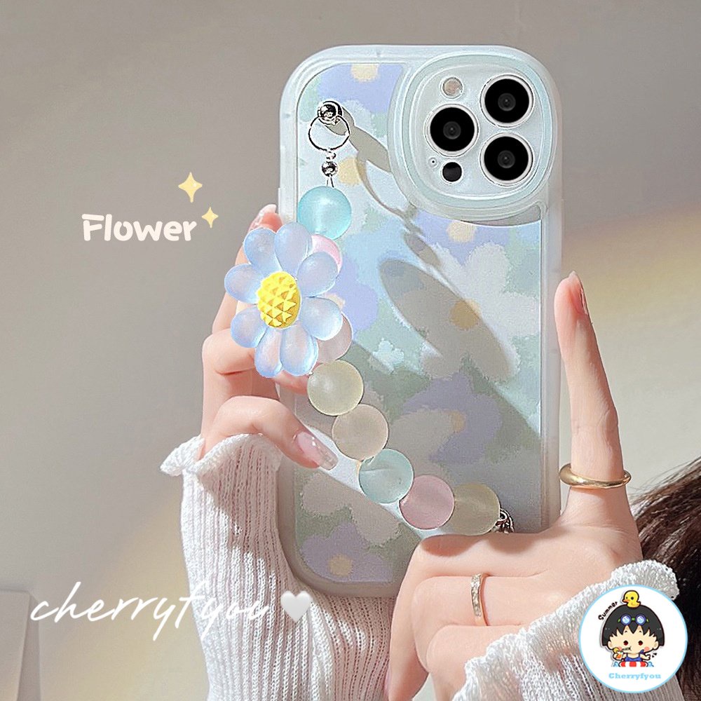 Ốp Điện Thoại Tpu Họa Tiết Hoa Phong Cách Graffiti Kèm Vòng Tay Chống Trượt / Rơi Cho IPhone 14 13 12 11 Pro Max X XR 8 7 Plus SE