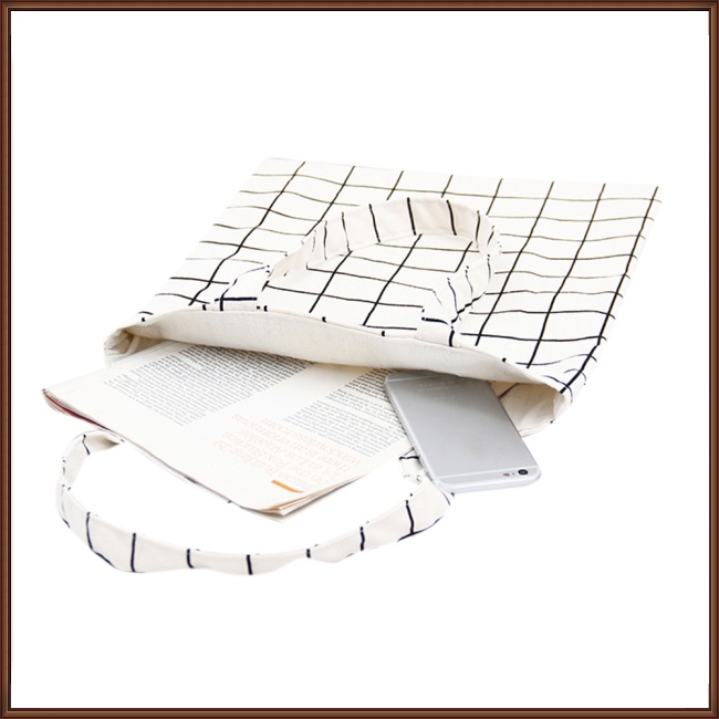 Túi Xách Vải Cotton Lanh Thân Thiện Với Môi Trường Họa Tiết Kẻ Sọc Thời Trang Cho Nữ