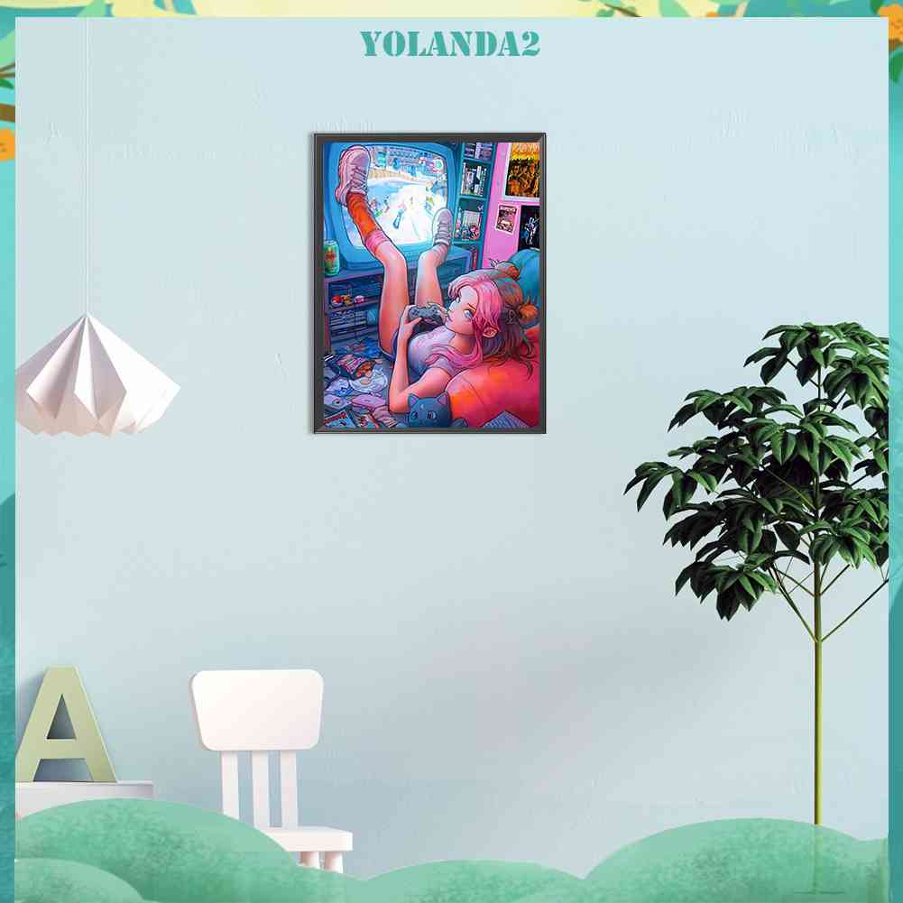 Tranh Đính Đá Kim Cương Toàn Bộ 5D DIY Hình Vẽ Cô Gái Trang Trí Nhà Cửa