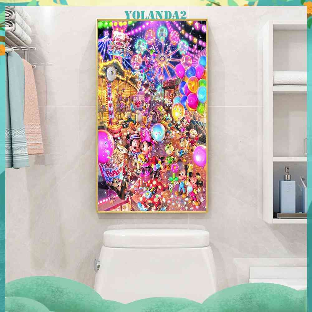 Bộ Tranh Đính Đá 5D Họa Tiết Hoạt Hình Mickey Minnie Độc Đáo DIY Dùng Trang Trí Nhà Cửa