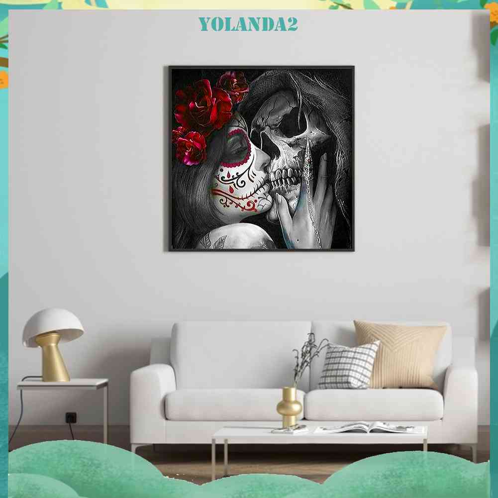 Tranh Đính Đá Kim Cương Toàn Bộ 5D DIY Hình Vẽ Đầu Lâu