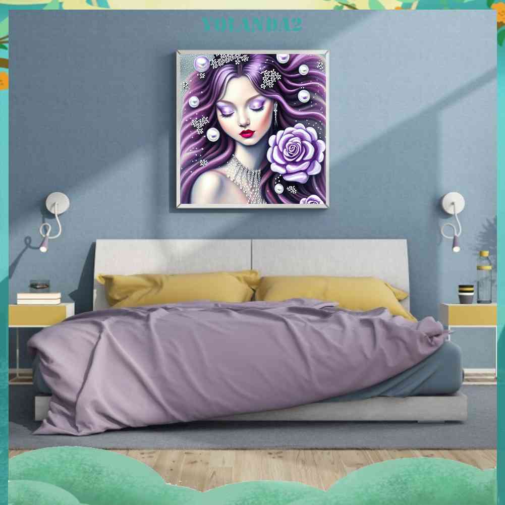 Tranh Đính Đá Kim Cương Toàn Bộ 5D DIY Hình Vẽ Cô Gái Trang Trí Nhà Cửa