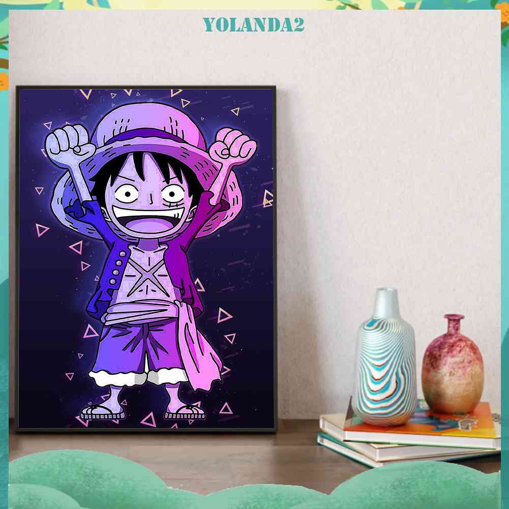 Tranh Đính Đá Kim Cương Toàn Bộ 5D DIY Hình Vẽ Khỉ Luffy Thủ Công Trang Trí Nhà