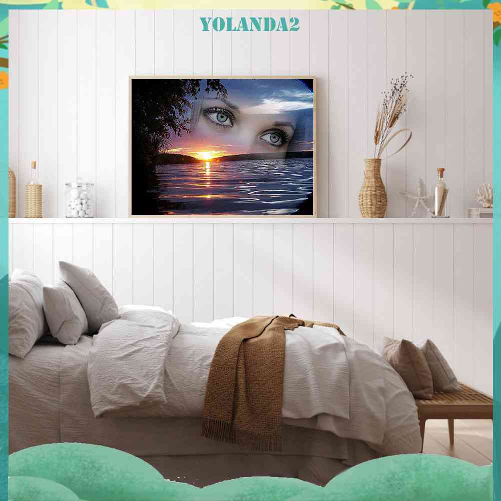 Bộ Tranh Đính Đá Tự Làm Toàn Diện Hình Đôi Mắt Trên Hồ