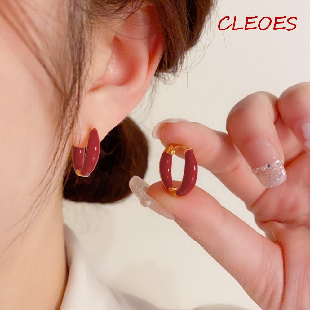 Bông Tai Tròn Màu Sắc Đơn Giản Phong Cách Hàn Quốc