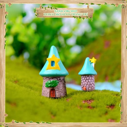 Mô Hình Tiểu Cảnh "Ngôi Nhà Nấm Xanh Mini" Trang Trí Sen Đá, Sân Vườn/ Chậu Cây, DYI, Terrarium